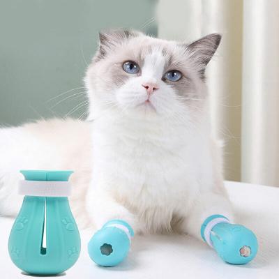 China Adjustable Multifunctional Rubber Cat Foot Protector Paw Claw Silicone Pet Scratch Anti Scratch Viable Cover For Bathing Cleaning Grooming for sale