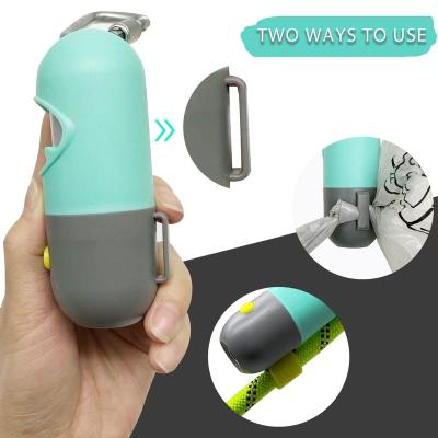 China Sustainable Portable Bullet Type Hands Free Dog Poop Waste Bag Holder Dispenser With LED Flashlight for sale