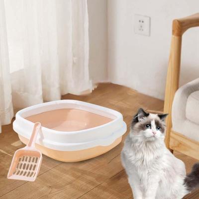 China Large Large Multi Color Pet Cat Shit Poop Toilet Litter Box Open Style Detachable/Plastic/Open Style Plastic With Scoop for sale