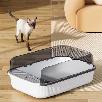 China Detachable/Plastic/Half-Closed Easy To Clean Large Large Multi Color Detachable Plastic Half-Closed Pet Cat Shit Poop Toilet Litter Box With Scoop for sale