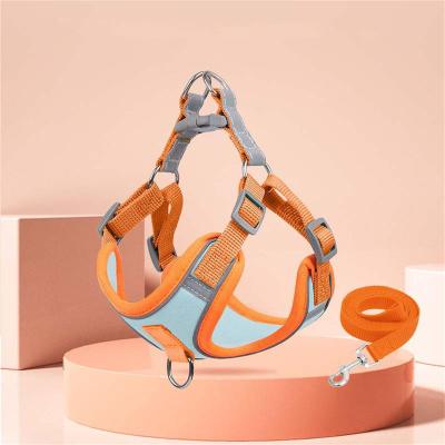 China Viable Multi Sizes Colors I-Shaped Dog Cat Harness With Leashes Adjustable Reflective Breathable Explosion Proof Shock Set Overnight for sale