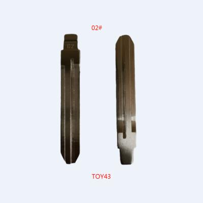 China Blank Car Key Copper 02# Uncut Blade for Camry Corolla, etc. TOY43 for KD VVDI JMD KYDZ Folding Top Block Remote Control for sale