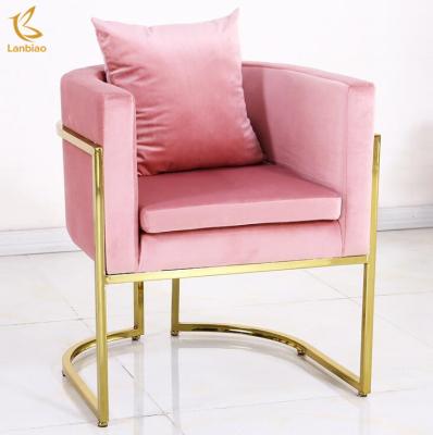 China Custom Made High Quality Velvet Nail Table Pink Comfortable Luxury Nail Salon Furniture Nail Chair for sale