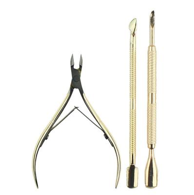 China 3Pcs Easy Nail Cuticle Nipper Pusher Lady Design Nail Cutter Custom Easy Clipper Set Stainless Steel for sale