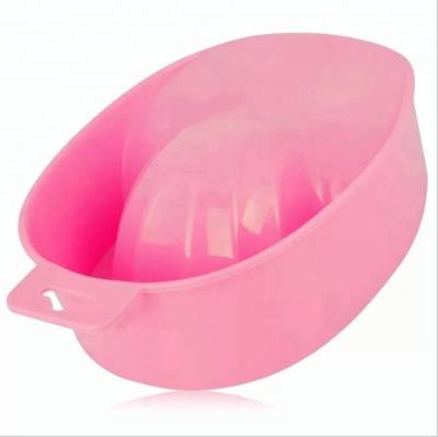 China Convenient Pink Plastic Nail Art Manicure Tool Five Finger Bowl For Nail Spa for sale