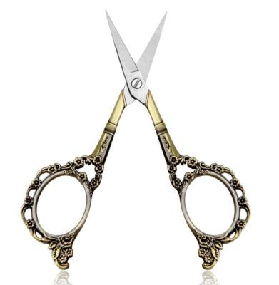 China Convenient High Quality Professional Decal Eyebrow Nail Vintage Carved Stainless Steel Scissors for sale