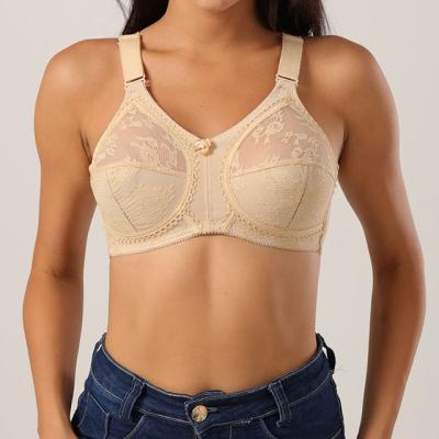 China Full Coverage Full Coverage Breathable Soft Figure Cup Floral Lace Non-wired Non-Foam Plus Size Bralette Bra For Large Bust With Wide Straps for sale