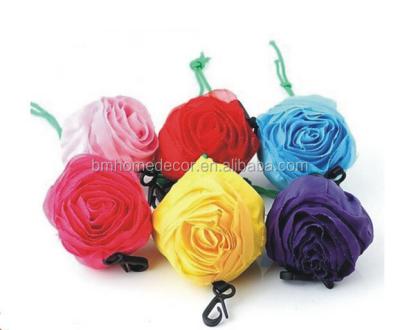 China Shopping Bag 190T Polyester Rose Folding Bag / Flower Shape Folding Bag for sale