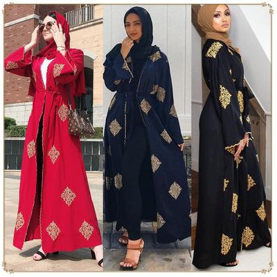 China CMX241 Fashion Muslim Abayas Women Kimono Robe Long Cardigans Breathable Islamic Islamic Open Front Abaya Muslim Dress Long Cardigans for sale