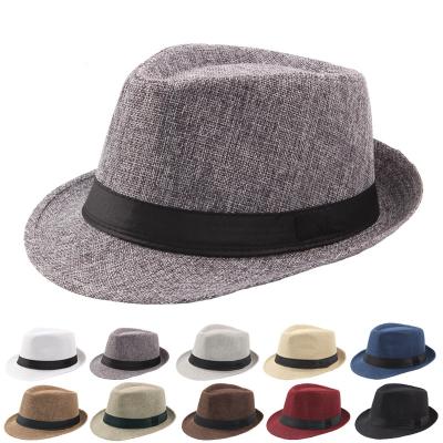 China LYX79 Fedora Everyday Life Formal Canvas Hat Outdoor Sun Straw Hat For Men for sale