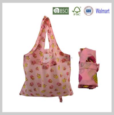 China Polyester folding reusable biodegradable bag for supmarket make of 100% rPET for sale