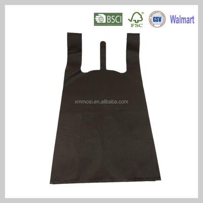 China Cheap plain eco handled ultrasonic heat seal non woven u cut t shirt bag for supermarket for sale