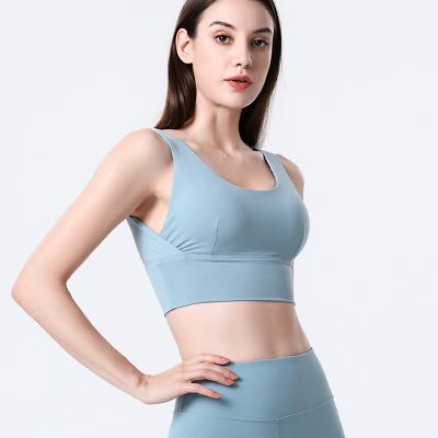 China Hot Sale Teal Sports Wrap Bra Crop Shop Breathable Sports Bra U-shape Padded GYM Yoga Workout Shockproof Bras for sale