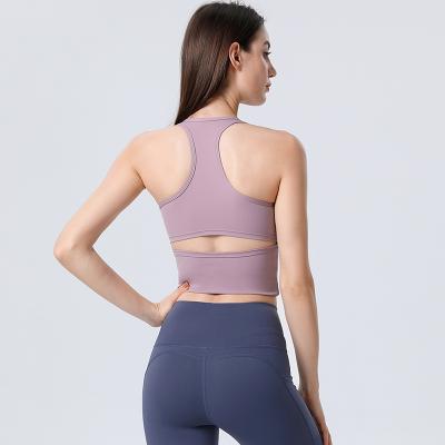 China OEM Fast Delivery Top Women's Back Tanks Logo Training Wear Yoga Tank Gym Wear Train Nylon Spandex Shirt Cutout Sleeveless Runner for sale