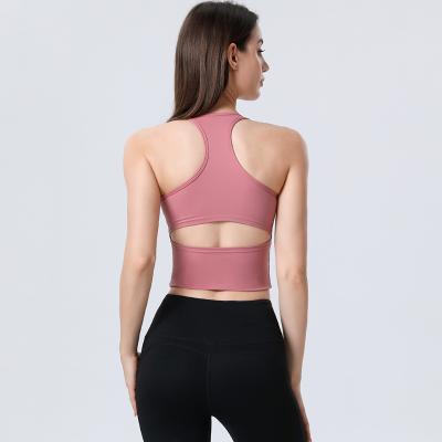 China Breathable Naked Pink Nylon Running Women Padded Wireless Tank Tops Spandex Yoga Tanks Workout Tanks Sports Bra Fitness for sale