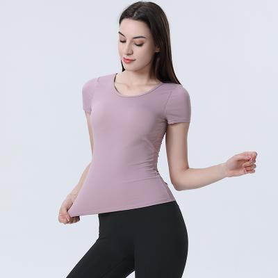 China 2022 New Fashion Women's Breathable Mesh Insert High Stretchy Fitness Yoga T-shirt Custom Made Slim Fit Tops for sale