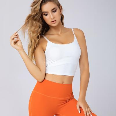 China Latest Women Polyamide Elastane Spaghetti Strap Breathable Basic Padded Workout Cropped Tank Top Full Face Camisoles TOP for sale