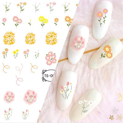 China DIY Sunflower Nail Art Stickers Floral Flower Nail Art Decals Water Transfer Daisy Designs Manicure DIY Nail Sticker for sale