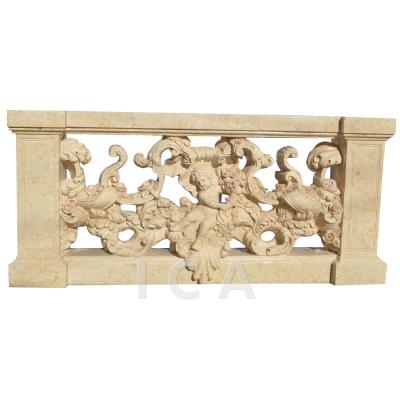 China Hot Sale EUROPEAN Hot Sale Balcony Yellow Marble Carving Stone Handrails Fence for sale