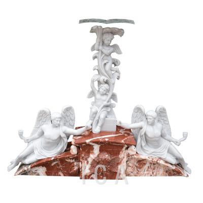 China EUROPEAN Church Angel Statue Podium Delicate Marble Carving Design for sale