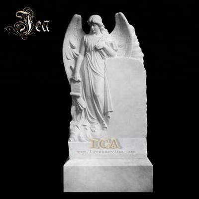 China Western Custom Design Life Size Marble Carved Cemetery Angel Statue for sale