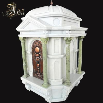 China European Large White Granite Marble Headstone With Pillar And Door for sale