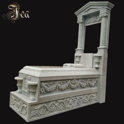 China EUROPEAN Professional Engraving Headstone Modern White Marble Headstone for sale