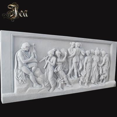 China Western Hand Carved Decorative Natural Marble Stone Relief Sculpture For Sale for sale