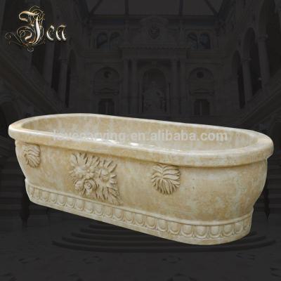 China Free Hand Carved Stone Wash Clear Solid Marble Bathtub for sale