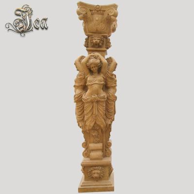 China China Supplier Hollow Marble Carving Roman Statue Lady Column Marble Pillar for sale