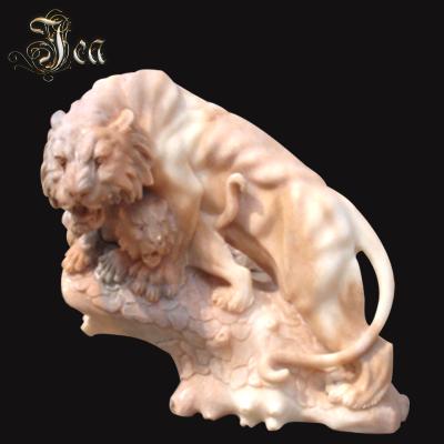 China Western Vintage Hand Carved Marble Tiger Leopard Panther Sculpture Statue for sale