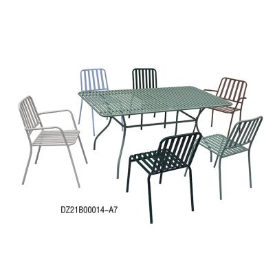 China Modern Modern 7 Piece Patio Dining Outdoor Metal Furniture Set For 6 People for sale