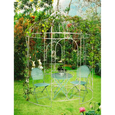 China Easily Assembled Modern Wrought Iron Metal Flower Arch In Brown Luxury Rustic Metal Outdoor Garden Gazebo for sale