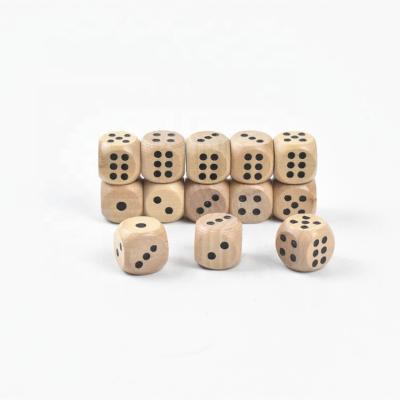 China Woodiness 16mm Wooden Die Solid Wood Small Dots Carve Kids Play Props 6-Sided Cube Toys Round Dies for sale