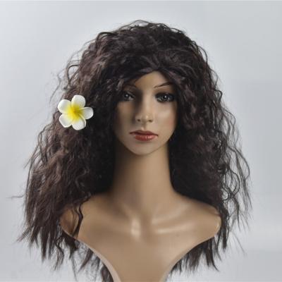 China Natural Fit Princess Moana Wig Navy Wonder Moana Maui Black Long Hair Fluffy Wavy Curly Hair For Cosplay for sale