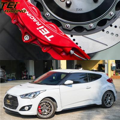 China Front Big Brake Kit 4 Piston Caliper With 355x28mm Rotor BBK Auto Brake System For Hyundai Veloster 18 Inch Car Rim for sale