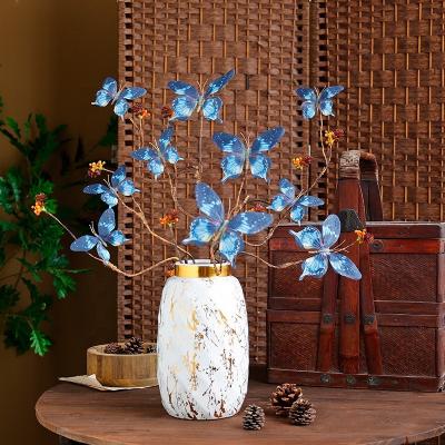 China Artificial Silk+Plastic Simulation Butterfly Branches Window Art Flower Arrangement Butterfly Decorations For Home Wedding for sale