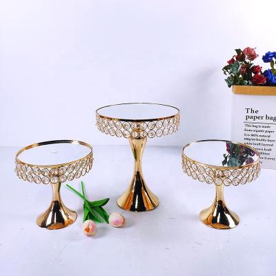 China Home.Party.Restaurant.Bar.Hotel. European metal gold three-layer cake stand iron for home decoration party dessert display table mirror tray for sale