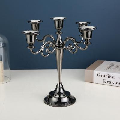 China Home.Party.Restaurant.Bar.Hotel. European Retro Candlestick 3 Head 5 Candlestick Props Candle Holder Romantic Wedding Home Decoration for sale