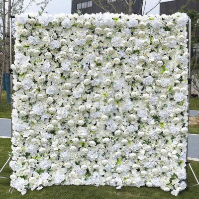 China White Artificial Flower Wall Silk+Plastic Fabric 5D Cloth 5D Background Wall For Wedding Decoration Photography Outdoor Props for sale