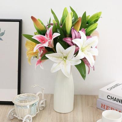 China Home.Party.Restaurant.Bar.Hotel.Wedding fresh top quality high quality flowers two one bud simulation PU lily for wedding party home decoration for sale