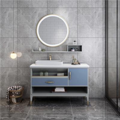 China New Arrival Modern Best Selling Waterproof Marble Counter Cabinet Bathroom Vanities With Smart Mirror for sale