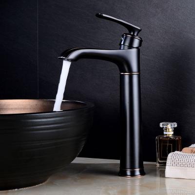 China Modern New Design Single Handle Water Taps Bathroom Black Sink Faucet For Hotel for sale