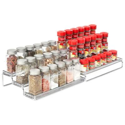 China Stocked Custom LOGO metal kitchen cabinet organizer Adjustable spice rack for sale