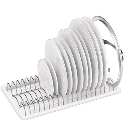 China Stocked Custom Simple Houseware Plate Drying Rack with Drainboard Chrome for sale