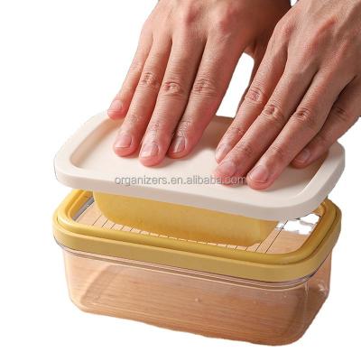 China Stocked Butter cutter box Refrigerator fresh keeping box Storage sealed cutting box glass food storage container for sale