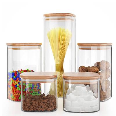 China Stocked Multi functional Food Grade BPA Free Cylinder Containers Airtight Dry Glass Food Storage Containers for sale