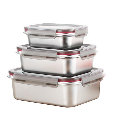 China Stocked Custom LOGO 3 Set Stainless Steel Seals Food Storage Containers for sale