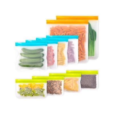 China Stocked Reusable Freezer Bags Leak proof Silicone Plastic Free Food Storage Bags for sale