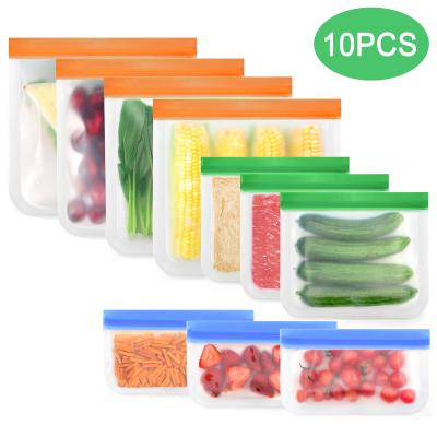 China Stocked Custom LOGO Reusable Freezer Bags Leak proof Silicone Plastic Free Food Storage Bags for sale